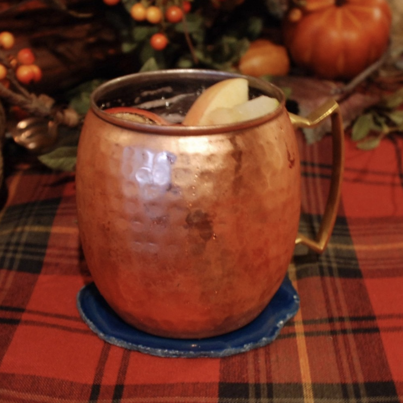 Spiced Apple Cider Pomegranate Moscow Mules